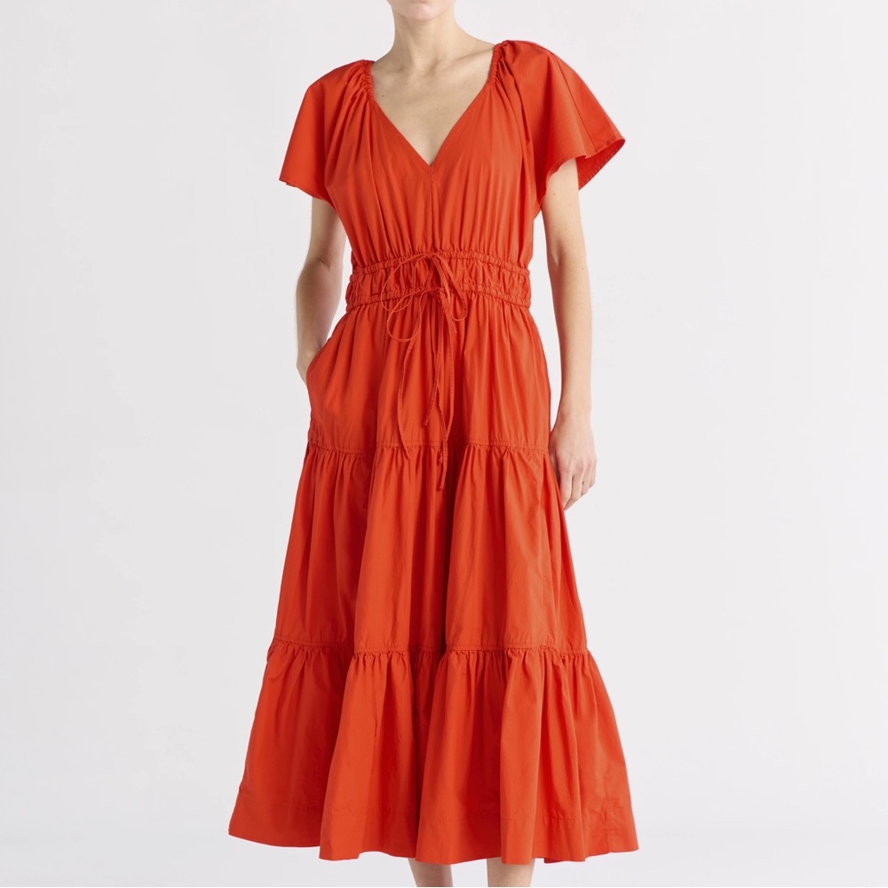 Julia Jordan Vibrant Orange Midi Dress